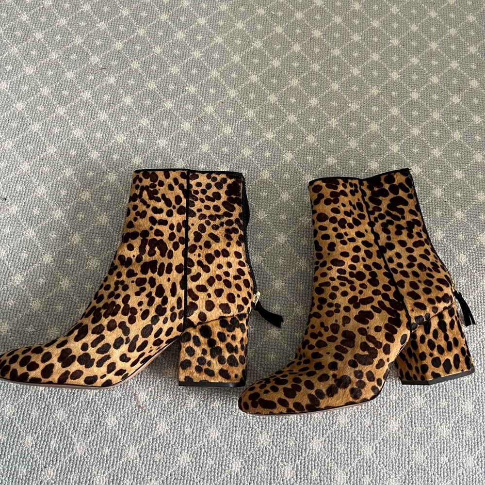 J Crew Faux Leopard Hair Booties Size 7